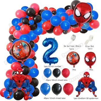 1 Takım Büyük 3D Örümcek Adam Balonlar Garland Kemer Kiti Kırmızı Mavi Lateks Balonlar 1-9 Çocuk Doğum Günü Partisi Dekoru Süper Kahraman Tema Hava Globos