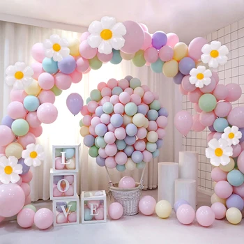 10/30/50 adet Macaron Lateks Balon Doğum Günü Partisi Dekoru Pastel Pembe Beyaz Renk Balon Düğün Dekor Helyum Bebek Duş Balon