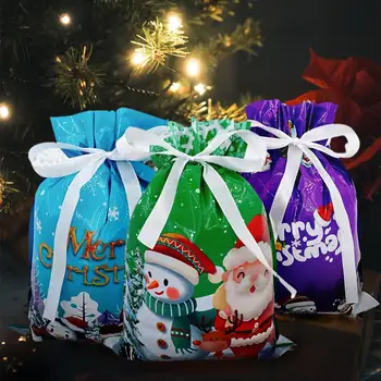 10 Adet noel hediyesi çizimli çanta Hediye Kutusu Şeker Bisküvi Çantası Dekorasyon Noel Partisi hediye çantası Çocuk Doğum Günü Partisi