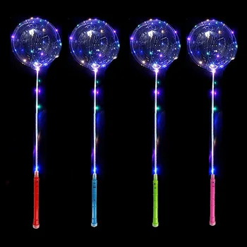 10 takım Renkli led ışık Up BoBo Balonlar 3 Seviyeleri Yanıp Sönen Kolu 20 İnç Kabarcık Balon 70 cm Sopa Doğum Günü Partisi Dekorasyon