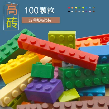 100 adet / paket Toplu Parçaları Kalın Tuğla 12 Boyutu Karışık Plastik Levha MOC Rakamlar Modeli Eğitici Oyuncaklar Monte Çocuk Hediyeler için