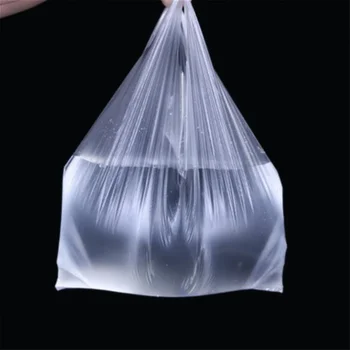 100 Adet Taşınabilir Şeffaf Çanta Süpermarket plastik saplı çanta alışveriş çantası Gıda Paketleme Çantası 15-26cm/20-30cm/24-37cm