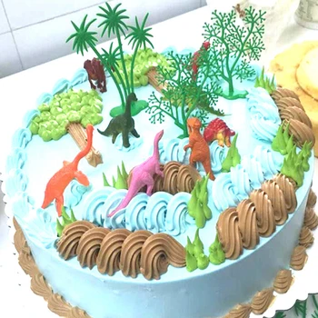 16 adet/takım DIY Kek Topper Orman Dinozor Süsler Kek Pişirme Dekor Çocuk Oyuncak