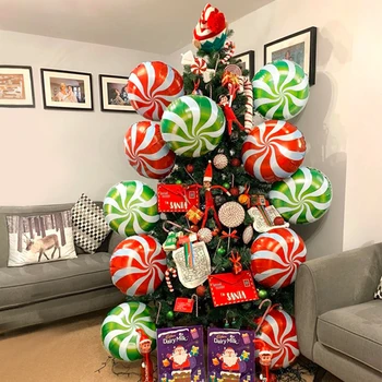 18 İnç Lolipop Noel Dekorasyon helyum balonları Renkli Spiral Yuvarlak Şeker Folyo Balon Oyuncaklar Bebek Duş Süslemeleri Globos