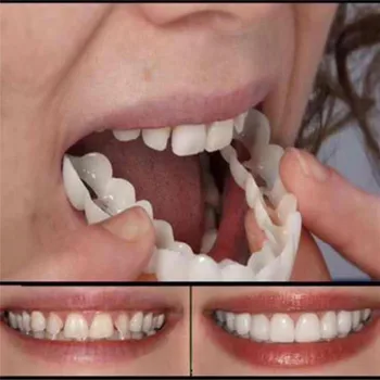 2 Adet Kaplama Seti Silikon Protez 3D Beyazlatma Şeritler Güzellik Aracı Sahte Diş Kapak Ortodontik Brace