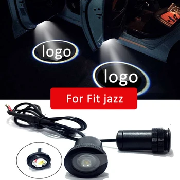 2 adet Led araba kapı işık Honda Fıt caz İçin Styling Logo Lazer Projektör ışık Aksesuarları Nezaket lambası 2015 2014 2018 2009 2006