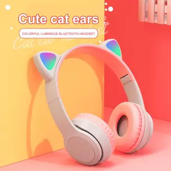 2022 Sıcak led ışık UP Kedi Kulak Gürültü Önleyici Kulaklıklar Bluetooth 5.0 Gençler Çocuklar Kulaklık Desteği TF Kart Mic İle