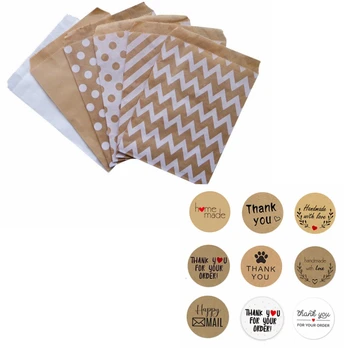 25 adet / grup Kraft Kağıt Torbalar hediye çantası Kılıfı Tedavi Şeker Çantası Chevron Polka Dot Çanta Doğum Günü Düğün Parti için Eid Mubarak Dekor