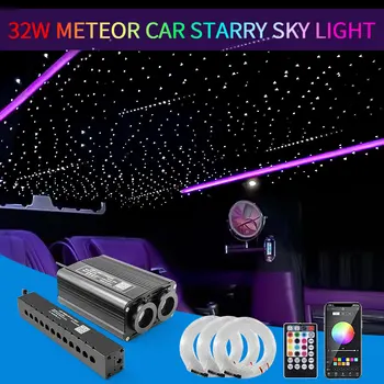 32W Meteor Led araba yıldızlı gökyüzü ışık çatı yıldız gece ışıkları oto iç yıldız tavan lambası Fiber optik ışık araba aksesuarları