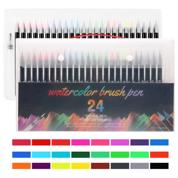 48 Renk Yumuşak Kafa suluboya fırçası Kalemler resim kalemi Kalemler Çizim Boyama Kitapları Manga Kaligrafi Okul Malzemeleri Kırtasiye