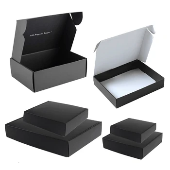 5/10 adet/Siyah Renk ambalaj kutusu Karton Küçük Hediye Kutusu Kraft kağit kutu Peruk Takı Karton Destek Özel Baskılı Logo