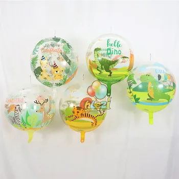 5 adet 4D Orman Hayvanları Şeffaf helyum balonları Dinozorlar Tigers Maymunlar Balon Doğum Günü Partisi Dekorasyon Çocuklar Bebek Duş