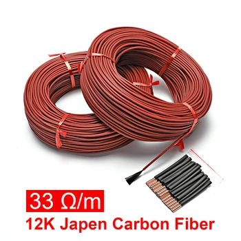 50 M/100 M Düşük Maliyetli ama Yüksek Kaliteli 12 K Yeni kızılötesi karbon Fiber ısıtma kablosu/tel,33 Ohm / m 3mm ısıtma teli sıcak zemin kablosu