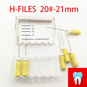 6 adet 20# - 21mm Diş H Dosyaları Kök Kanal Diş Hekimi Malzemeleri Diş Hekimliği Aletleri El Kullanımı Paslanmaz Çelik H Dosyaları