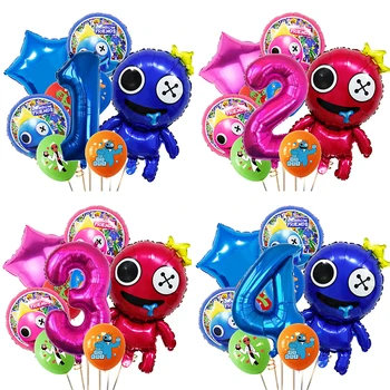 9 ADET Gökkuşağı Arkadaşlar Balonlar Doğum Günü Partisi Süslemeleri 32 İnç Numarası Balon Karikatür Balon Bebek Duş Malzemeleri Çocuk Oyuncakları