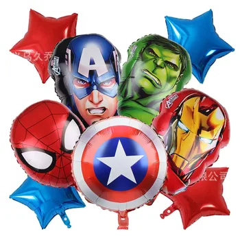 9 adet Marvel Balon Takım Avengers Örümcek Adam Hulk Kaptan Amerika Balon Takım Elbise çocuk Doğum Günü Partisi Dekorasyon Ev için
