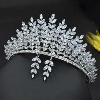 A377 Zirkon Gelin Tiaras ve Taçlar Kristal Kadın Şapkalar Düğün Kafa Prenses Pageant Başlığı Balo saç aksesuarları
