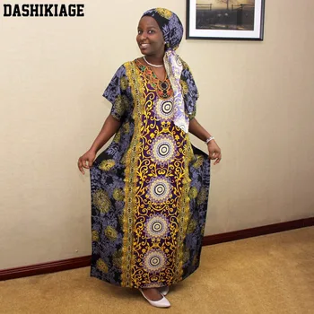 Afrika kız uzun kollu elbise kadın Kaftan parti akşam Clubwear kafa bandı ile