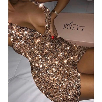 Altın Metal Payetli Mini Elbise Spagetti Kayışı Derin V Boyun Backless Criss Çapraz Bandaj Vestido Gece Kulübü Seksi Mini Elbiseler