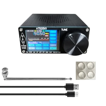 ATS25X1 Sı4732 Tüm Bant Radyo Alıcısı FM LW (MW SW) SSB + 2.4 İnç Dokunmatik LCD + Kırbaç Anten + Pil + USB Kablosu + Hoparlör