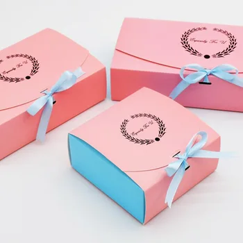 AVEBIEN 10 adet Romantik Pembe Hediye Kek Kutusu Parti Malzemeleri Kek Bisküvi Pişirme Paketi Şeker Çikolata West Point şeritli kutu