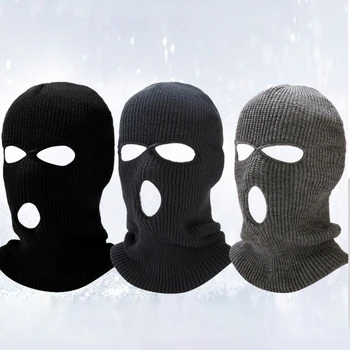 Açık Kış Sıcak Şapka Üç Delikli Örme Anti-Terörist Başlık Soyguncu Hoed Serin Hediye Bandit baş maskesi Termal