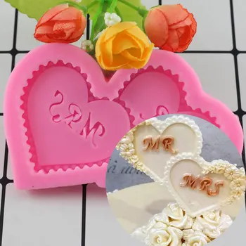 Aşk Kalp Şekilli silikon kalıp Düğün Pastası Dekorasyon Fondan Çikolata Şeker Bisküvi 3D Gıda Sınıfı Kalıp Mutfak Pişirme Araçları