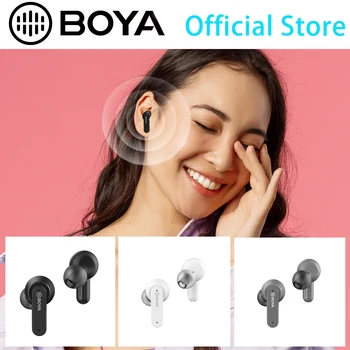 BOYA İLE-BY-AP4 Gerçek Kablosuz Stereo Bluetooth uyumlu Kulaklıklar Kulaklıklar 6 H Döngüsü Çalma Süresi Kulak akıllı dokunmatik operasyon