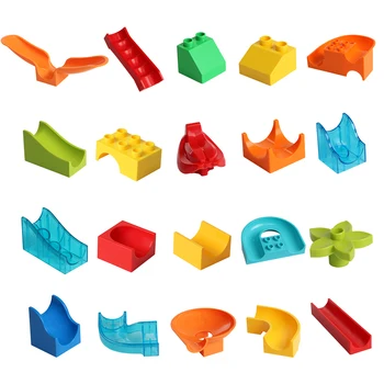 Büyük Boy DIY Yapı Taşları Labirent Yarış Mermer Blokları Aksesuarları DIY Montaj Tuğla Oyuncak Çocuklar İçin