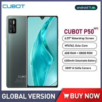Cubot P50 Android 11 Smartphone 6GB RAM + 128GB ROM 6.217 inç Cep Telefonu MT6762 Octa Çekirdek Cep Telefonları 20MP Selfie Kamera 4200mAh