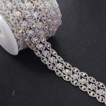 CuiEr 5 metre Kristal AB Kırpma düğün elbisesi Kemer Dikiş Aksesuarları dikmek DIY suni elmas zincir Kadınlar ıçin