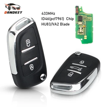 Dandkey Araba 433MHz Fob Modifiye ID46 Çip Uzaktan Anahtar 2/3 Düğmeler FSK Flip Anahtar Citroen İçin Peugeot İçin C2 C3 C4 C5 C6 C8 CE0536
