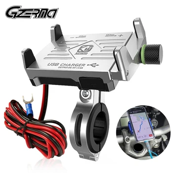 Darbeye dayanıklı Alüminyum Alaşım Motosiklet Cep telefon tutucu USB şarjlı GPS Braketi Standı Elektrikli Araba Motosiklet İçin 4.5-6.5