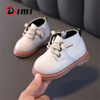 DIMI 2021 Sonbahar / Kış bebek çizmeleri Erkek Kız için 0-3 Yıl Mikrofiber Deri Bebek Martin Ayakkabı Düz kaymaz Ayak Bileği Yürümeye Başlayan Çizme
