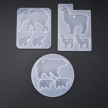 DIY kristal damlalık kalıp asılı kalıp fil Alpaka kutup ayısı üçlü boyutu silikon kalıp
