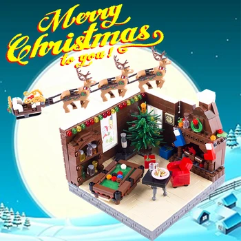 DIY Merry Christmas Ev Yapı Taşı Mini Noel Baba figürleri ağacı geyik Led ışıkları tuğla Modeli oyuncaklar çocuklar için Hediye
