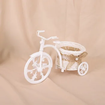 El yapımı rattan çiçek Bisiklet Vazo Renkli Gül Çiçek Papatya yapay saksı Ev Düğün Dekorasyon için Saklama Kabı