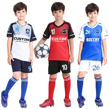 Futbol forması Çocuklar Kişiselleştirilmiş Futbol Forması Seti Özel Polyester Futbol Forması Nefes Eğitim futbol üniforması Erkek İçin