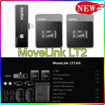 Godox MoveLink M2 UC2 LT2 DSLR Kameralar Kameralar için 2.4 GHz Kablosuz Yaka Mikrofonu Akıllı Telefonlar, ve Tabletler için YouTube