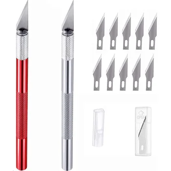 Gravür Kaymaz Metal Neşter Bıçak Seti + 10 adet #11 Bıçakları Kesici Zanaat Bıçakları Cep Telefonu PCB Tamir El Aletleri