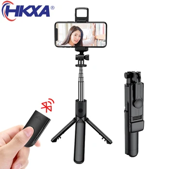 HKXA Selfie sopa kablosuz bluetooth Katlanabilir Mini SLR Tripod dolgu ışığı ile Uzaktan Kumanda Selfie sopa Seti IOS Android için
