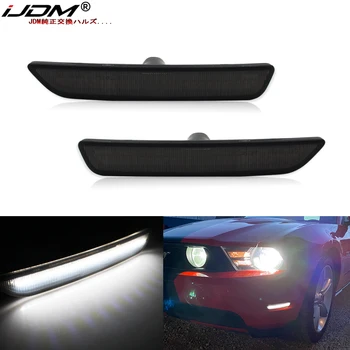 ıJDM füme Lens ön yan ikaz lambaları ile 27-SMD Amber / beyaz LED ışıkları 2010-2014 Ford Mustang İçin Ön Tampon