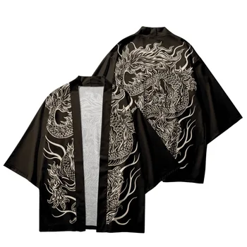 Japon Streetwear Hırka Cosplay Haori Giyim 2022 Çin Ejderha Baskı Gömlek Ceket Geleneksel Kimono Erkekler Kadınlar Yukata