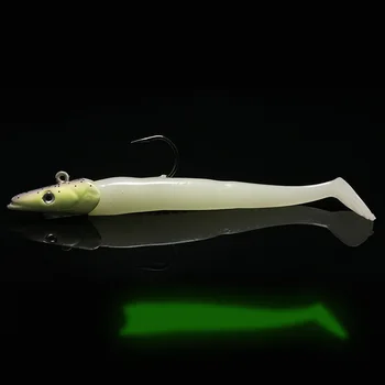 Jig Kafa Balık Batan Balıkçılık Cazibesi 11 cm/22g Taze Tuzlu Su Doğal Canlı Canlı Vücut Yumuşak Yem 5 Renkler