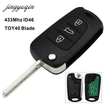 jingyuqin 433MHz Çip ID46 Uzaktan Anahtar Fob Fit Hyundai I30 IX35 TOY40 Bıçak Değiştirme Katlanır Kapak 3 Düğmeler Araba Anahtarı