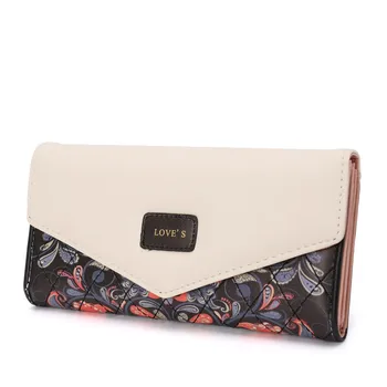 Kadın Cüzdan Kore Tarzı uzun cüzdan Küçük Çiçek Eşkenar Dörtgen Tampon el çantası Renk Zarf Toka Deri Çanta