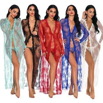 Kadın İç Çamaşırı Seksi Artı Boyutu İç Çamaşırı Derin V Dantel See-through Pijama G string Seti Seksi Parti Nightie Erotik İç Çamaşırı