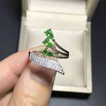 Kadın Yüzük Düğün Yeşil yapay elmas yüzük Gümüş Kaplama Kübik Zirkonya Ayarlanabilir Yüzük moda takı doğum günü hediyesi Kız için
