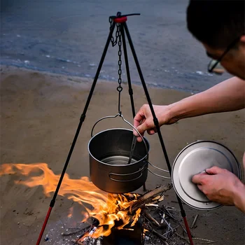 Kamp Tripod Yangın Asılı Pot Açık Kamp Ateşi Tencere Piknik tencere ızgara