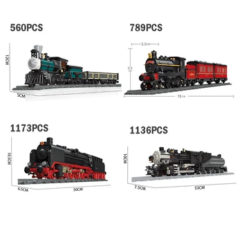 Klasik demiryolu buharlı lokomotif tren demiryolu rayı seti yapı taşı simülasyon modeli çocuk oyuncak noel hediyesi